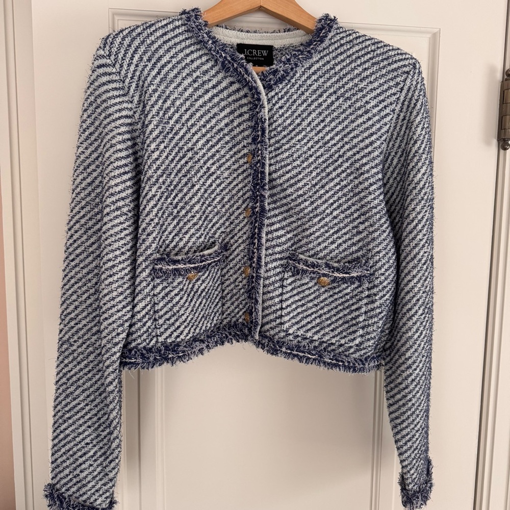 NWT J. Crew Collection cropped lady jacket in textured sz M - Picture 2 of 5